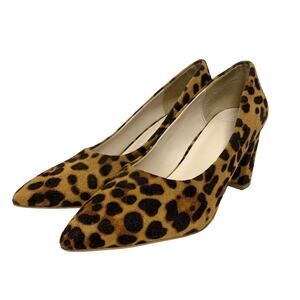 Halston Womens Size 8 Leopard Print Suede Kinshasa Pumps